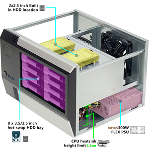 8베이 핫스왑 NAS 케이스 12Gb <span class=keywords><strong>Mini</strong></span> SAS 백플레인 서버 섀시 듀얼 USB3.0 MATX/ITX 지원 300W 80PLUS FLEX <span class=keywords><strong>PSU</strong></span> 포함 - Product Image 3
