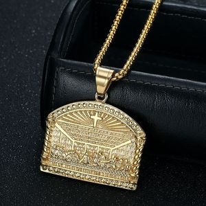 Collar <span class=keywords><strong>de</strong></span> Acero Inoxidable con Colgante <span class=keywords><strong>de</strong></span> <span class=keywords><strong>la</strong></span> Última Cena, Cruz <span class=keywords><strong>de</strong></span> Jesús, Joyería Cristiana <span class=keywords><strong>de</strong></span> Moda Hip Hop, Venta al por Mayor para Hombres y Mujeres - Product Image 2