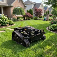 Robot Pemotong Rumput Remote Control Zero Turn Crawler 15HP bensin untuk Kebun Rumah Pertanian Industri Penyiangan