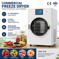 Machine de lyophilisation sous vide profond -50°C, 8 plateaux, lyophilisateur en acier inoxydable, capacité 12 kg, déshydrateur alimentaire pour viande et fruits