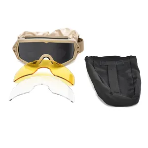 3 Lens Tactical Goggles Shooting Glasses Motorcycle Windproof Safety Protective Goggles Hiking Eyewear