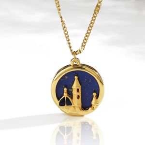 สร้อยคอจี้หินทรายสีเงินสเตอร์ลิงสีทองเข้มประดับปราสาทจี้<span class=keywords><strong>พลอย</strong></span>สร้อยคอสำหรับงานแต่งงาน - Product Image 2