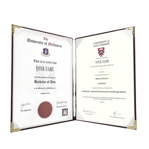 Fundas de Diploma Personalizadas de Cuero PU, Porta Diplomas de Graduación con Esquinas de Metal Dorado - Product Image 1