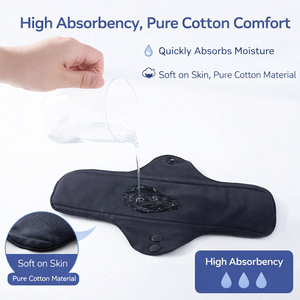 Assorbente Mestruale in Puro Cotone a 4 Strati, Confortevole e Delicato sulla Pelle, Riutilizzabile per Giorno e <span class=keywords><strong>Notte</strong></span> - Product Image 6