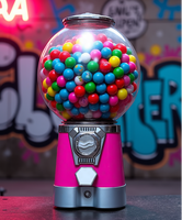 Distributeur de bonbons/gommes à mâcher amusant et durable à monnayeur, en alliage moulé sous pression, certifié CE, capacité 200-300 pièces