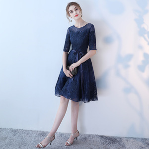 Evening Gown O-Neck A-Line Chiffon Dress With 3D Patterns For Banquet Party Hosts Spring - Product Image 3