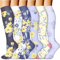 Lot de 6 paires de chaussettes de compression tricotées en nylon, absorbantes et respirantes, pour femmes, idéales pour les sports de plein air