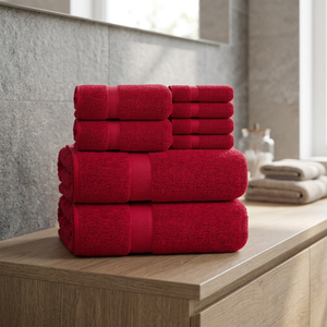 Ensemble de serviettes de bain en coton rouge ORCHID, couleur unie, rectangulaires, douces et absorbantes, pour nouveau-nés et usage domestique - Product Image 1