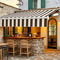 Auvent rétractable pour hôtel commercial, villa, en acrylique, mural, en alliage d'aluminium, bras pliable, revêtement PA, motorisé, télécommande