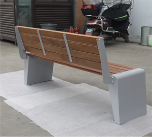 Muebles <span class=keywords><strong>de</strong></span> exterior Banco <span class=keywords><strong>de</strong></span> <span class=keywords><strong>madera</strong></span> para sentarse Parque público <span class=keywords><strong>Madera</strong></span> recuperada y metal Banco alto Asientos Exterior Jardín Patio Asiento Banco - Product Image 6