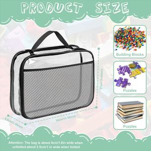 Sac de rangement pour jouets d'enfants en PVC personnalisé, avec organisation portable et étanche pour blocs de construction, fermeture éclair transparente pour le salon - Product Image 3