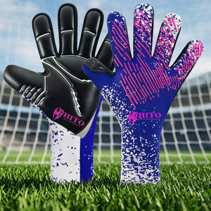 Goalkeeper <b>Gloves</b> Palm Cotact <b>Latex</b> Backhand High Foam <b>Latex</b> And Silicon Inject Roll Finger Cut Removable Strap Thumb Wrap - Product Image 4