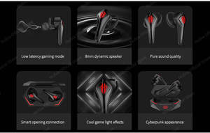 Audífonos Intrauditivos para Juegos Global for ZTE para Nubia Red Magic 5.0 TWS con Indicador LED, Batería de 4-16 Horas, Sin Cancelación de Ruido - Product Image 6