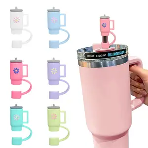 Bouchon de paille à boire Mignon Pailles en silicone réutilisables Embouts tasse 10mm Couvercle de paille