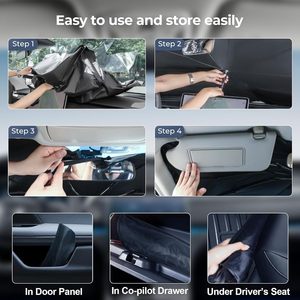 Pare-soleil de pare-brise pliable 240T argenté double épaisseur, protection UV 99%, sur mesure pour <span class=keywords><strong>BMW</strong></span> X1 (modèle OLIVER) 2016-2022 - Product Image 4