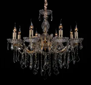 Commercio all'ingrosso Maria Theresa lighting gold luxury Hotel Lighting Fixture led crystal candle chandelier Gold Crystal