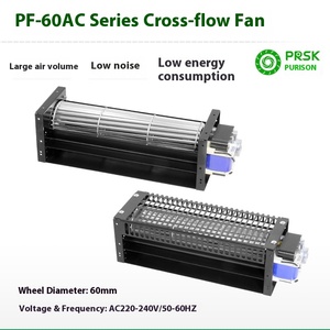 מאוורר קירור זרימה צולבת מיני 60 מ\"מ אלומיניום שקט AC120V/230V DC חשמלי OEM מחמם PF60AC 3-40 מטר/שנייה - Product Image 2