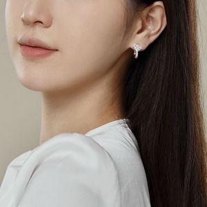 Dylam Women Daily Dress up Fine Jewelry Fade Free 925 Sterling <b>Silver</b> Rhodium Plated Sparkle 5a Cubic Zirconia Hoop Earrings - Product Image 2