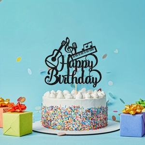 1 adorno para pastel de <span class=keywords><strong>feliz</strong></span> <span class=keywords><strong>cumpleaños</strong></span> con diseño de guitarra y <span class=keywords><strong>piano</strong></span>, artículos para fiestas de <span class=keywords><strong>cumpleaños</strong></span> para amantes de la música, letrero de <span class=keywords><strong>feliz</strong></span> <span class=keywords><strong>cumpleaños</strong></span>, decoraciones para pasteles - Product Image 2