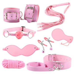 SM for Couples Fetish Roleplay Bondage Leopard Print Leather <b>Handcuffs</b> Whip Collar Gag 18+ Restraint Set Waterproof High Quality - Product Image 2
