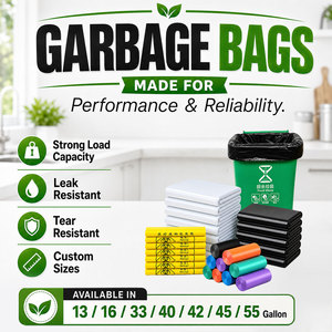 ถุงขยะ HDPE รีไซเคิลได้ ปิดผนึกด้วยความร้อน ขนาด 13-55 แกลลอน LDPE ทนทาน ฉีกไม่ขาด ขนาดสั่งทำได้ สำหรับใช้ในครัวเรือน - Product Image 1