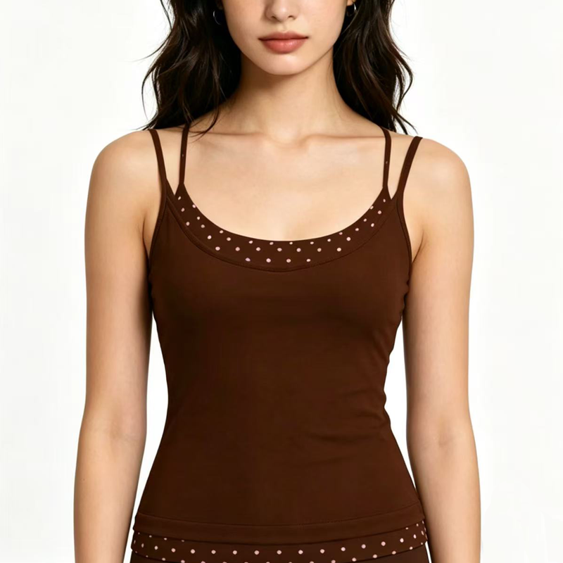 Custom Wholesale Camisole Tank Top Double Layer Sport Soft Yoga Vest Women's Summer Casual Halter Crop Top