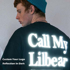 Camiseta de Hombre Personalizada con Logotipo, Reflectante, de Corte Holgado, 100% Algodón, Estilo Urbano de Lujo, Transpirable, con Manga Raglán - Product Image 1