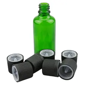 Zwarte Cr Dop Glazen Etherische Oliefles Druppelaar Fles Kindbestendige Dop Voor Medicijnfles Plastic Kindveilige Dop