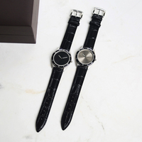 Montre à quartz analogique ultra-mince pour hommes, bracelet en cuir véritable de style vintage, boîtier en alliage de titane pour la mode, nouveauté