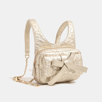 Sac à dos en PU avec nœud pour femme, nouvelle collection été 2024, petit sac de voyage haut de gamme à bandoulière unique avec chaîne, fermeture éclair