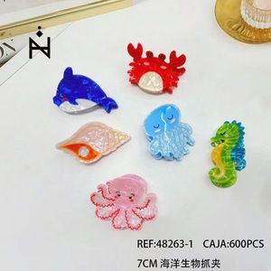 Pinzas para el pelo con forma de animales marinos Nini, 7 cm, de plástico, con dibujos animados de criaturas marinas, para niñas, accesorios para el pelo con estilo - Product Image 2