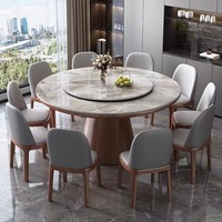 High-End Rock Plate Esstisch und Stuhl Set moderne einfache Haushalt runde Massivholz großen runden Tisch mit Plattenspieler Tisch