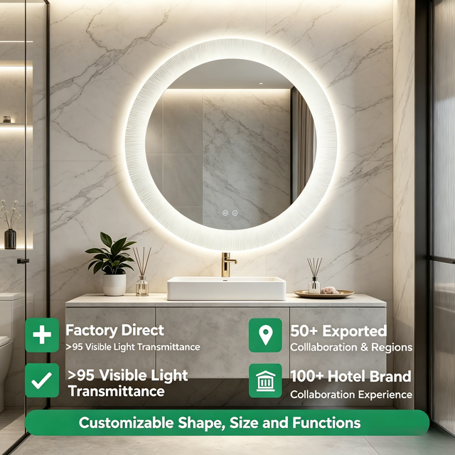 Contract Manufacturing Bluetooth Speaker Wall Mounted Led Mirror Defogger Smart Bathroom Mirror for Hotel Villas