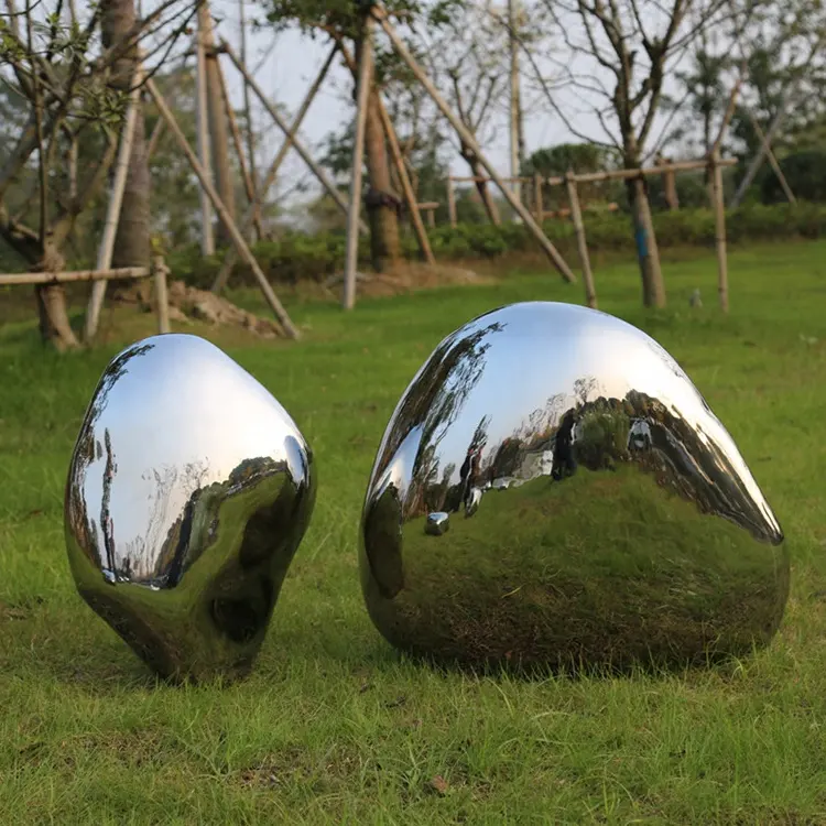 New 2021 hot sale outdoor decoration stainless steel stone sculpture for garden landscaping