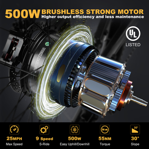 Vélo de montagne électrique 500W 48V 16.8Ah, longue portée, charge rapide, léger, E-bike E-MTB, moteur sur moyeu avant - Product Image 4