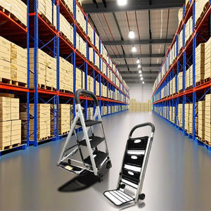 Aluminum 3-<b>Step</b> Folding Ladder with Wheels Modern Design Portable <b>Step</b> Stool for Home School Warehouse & Supermarket Use - Product Image 3