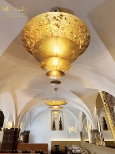 Lampadario LED MAJ in Alluminio con Foglia d'Oro, Design Moderno e Minimalista Italiano, Sospeso, Garanzia 5 Anni, Luce Calda, CRI 80, Fascio a 360° - Product Image 4