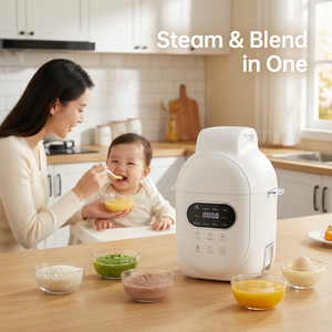 Mesin Makanan Bayi Profesional: Steamer Blender 2-in-1, Pelindung Keamanan Ganda untuk Nasi & Daging - Product Image 1