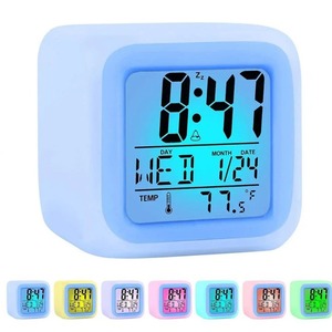 Wholesale Colorful LED Alarm Clock with Night Light Square Silent Digital & Analog Small <b>Electronic</b> - Product Image 3