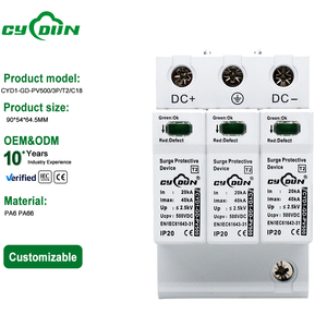 ลดราคาพิเศษ 150V 200V 240V 500V 3P T2 DC SPD 40kA CE IEC61643 <span class=keywords><strong>31</strong></span> CYD1 GD PV500 C18 สำหรับระบบโซลาร์เซลล์ - Product Image 1