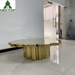 BOCA DO LOBO Espejo galvanizado de acero inoxidable Mesa de centro redonda de lujo ligera Sala de estar - Product Image 5