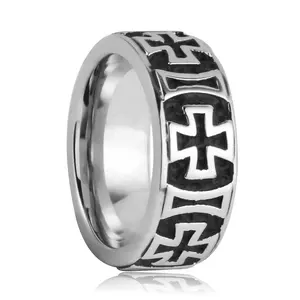 8MM Croix de Malte homme Cobalt Chrome Bague De Mariage