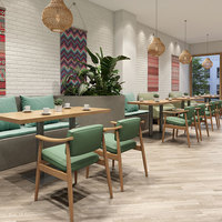 Ensemble de meubles commerciaux pour café : table à manger et chaises en bois massif, canapé en cuir, banquette, fauteuil, vente en gros du fabricant