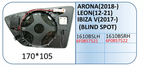 Reemplazo de cristal de espejo retrovisor lateral de coche para SEAT ARONA (2018-) <span class=keywords><strong>LEON</strong></span> (2012-2021) IBIZA V (2017-) con punto ciego - Product Image 2