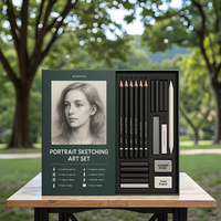 Kit de Dessin de Portrait Premium Personnalisable Professionnel avec Fusains, Crayons Graphite, Gommes et Estompes