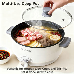 Panci panas listrik portabel 4-Liter 5-Liter, Hotel rumah memasak sup piring kukus tutup kaca memasak listrik panci panas - Product Image 6