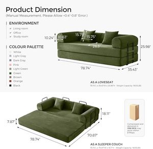 Canapé-lit convertible trois places avec structure fixe, accoudoirs amovibles, matelas pliant modulaire en velours côtelé pour petits espaces - Product Image 3