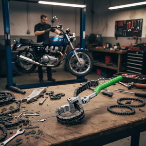 Herramienta para romper cadenas de motocicleta, para reparación de cadenas de bicicleta, con mango verde y mordaza metálica - Product Image 3