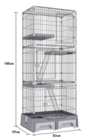 Cage à chat pliable classique de luxe en métal, anti-rouille, avec plateau, maison pour animaux à plusieurs niveaux pour usage intérieur