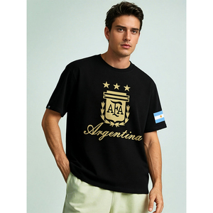 Camiseta de la Selección Argentina de Fútbol para Aficionados, Manga Corta, Unisex, Algodón Puro, Verano - Product Image 1